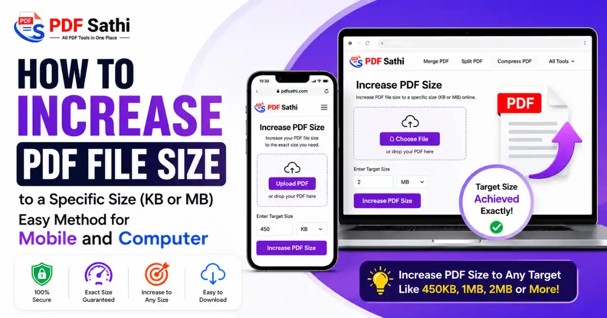 How to increase PDF size to a specific size in KB or MB using Online Update Stm Tools on mobile and computer